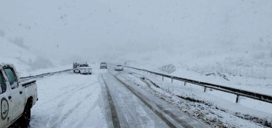 الثلوج تغلق طريقاً بين بينجوين والسليمانية