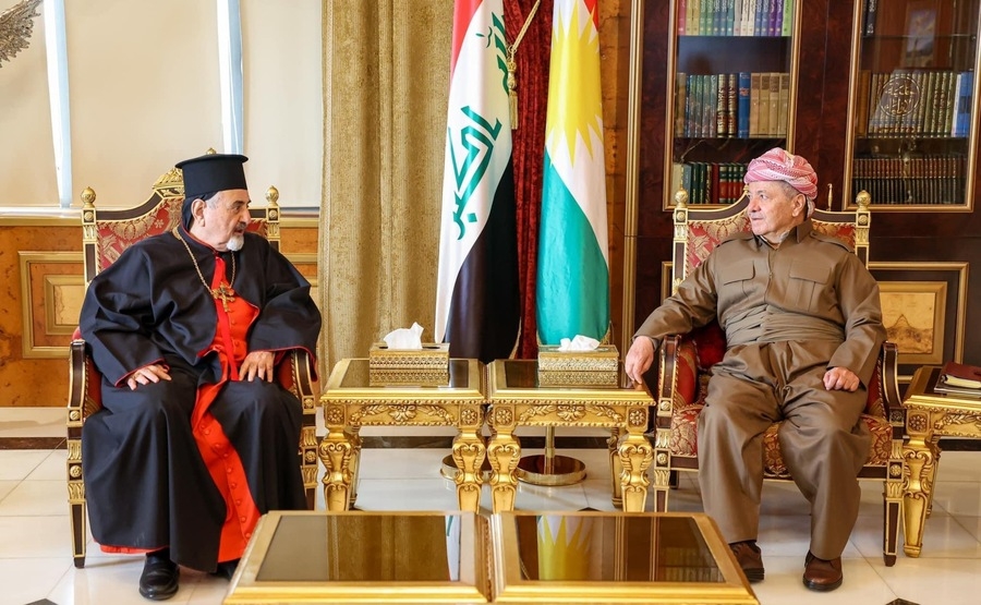 Serok Barzanî li gel şandeke kilîseya Sûriyanî Katolîkî li cîhanê civiya