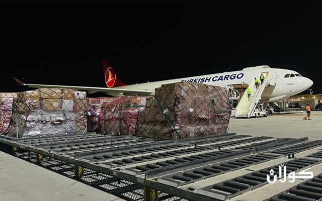 هێڵی ئاسمانی تورکیا هاوکاری مرۆیی لە قەتەرەوە بۆ توركیا گواستەوە