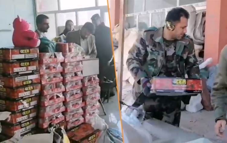 بيشمركة يخصصون جزءاً من موادهم الغذائية لمتضرري الزلزال