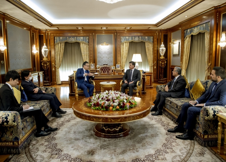 سه‌رۆك نێچيرڤان بارزانى، پێشوازى له‌ باڵيۆزى ژاپۆن كرد