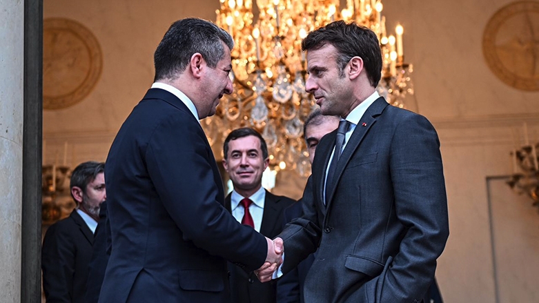 Mesrûr Barzanî û Emmanuel Macron tekeziyê li çareserkirina kêşeyên navbera Hewlêr û Bexdayê dikin