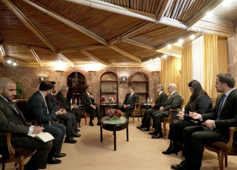 سه‌رۆك نێچيرڤان بارزانى و وه‌زيرى ده‌ره‌وه‌ى قه‌ته‌ر كۆبوونه‌وه‌