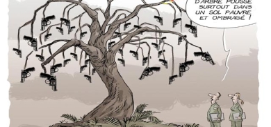 كاریكاتێرئەم كاریكاتێرە باس لە زۆربوون و بڵاوبوونەوەی چەك لە جیهاندا دەكات