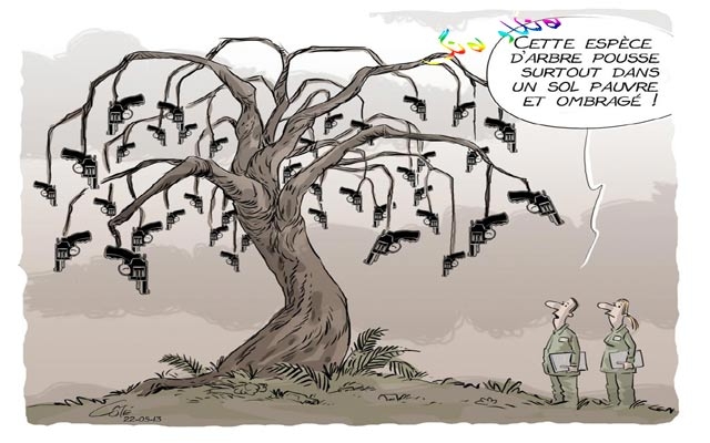 كاریكاتێرئەم كاریكاتێرە باس لە زۆربوون و بڵاوبوونەوەی چەك لە جیهاندا دەكات