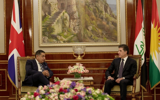 سه‌رۆك نێچيرڤان بارزانى له‌گه‌ڵ لۆرد ئه‌حمه‌د وه‌زيرى ده‌وڵه‌تى به‌ريتانيا كۆبووه‌وه‌‏