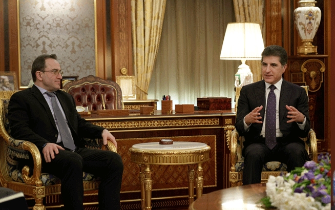 سه‌رۆك نێچيرڤان بارزانى پێشوازى له‌ باڵيۆزى ڕووسيا كرد