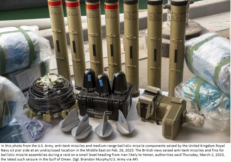 British navy seizes Iran missiles, parts likely Yemen bound