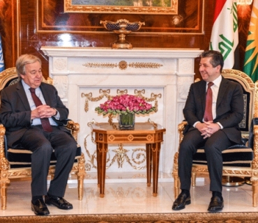 مەسرور بارزانی، سەرۆکی حکوومەتی هەرێمی کوردستان، لە شاری هەولێر پێشوازی لەئەنتۆنیۆ گۆتێرێش، سکرتێری گشتیی نەتەوە یەکگرتووەکان کرد.