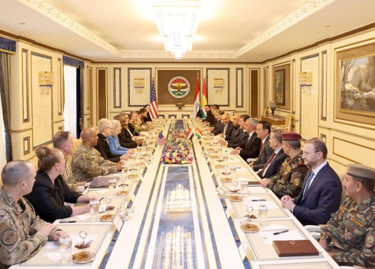 نێچیرڤان بارزانی، سەرۆکی هەرێمی کوردستان پێشوازیی لە وەزیری بەرگریی ئەمریکا کرد