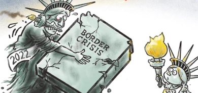 كاریكاتێر باس لە كێشەكانی سنووری ئەمریكا لەگەڵ وڵاتانی دراوسێی دەكات