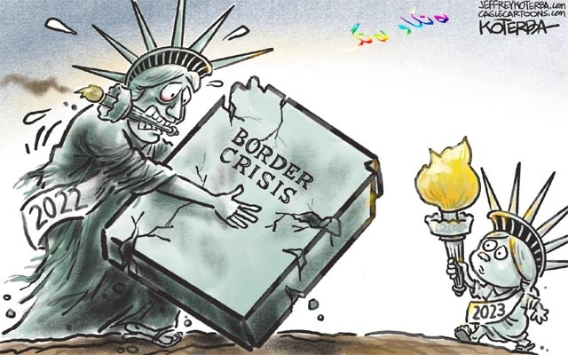 كاریكاتێر باس لە كێشەكانی سنووری ئەمریكا لەگەڵ وڵاتانی دراوسێی دەكات