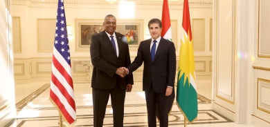 President Nechirvan Barzani meets with US Secretary of Defense General Lloyd Austin