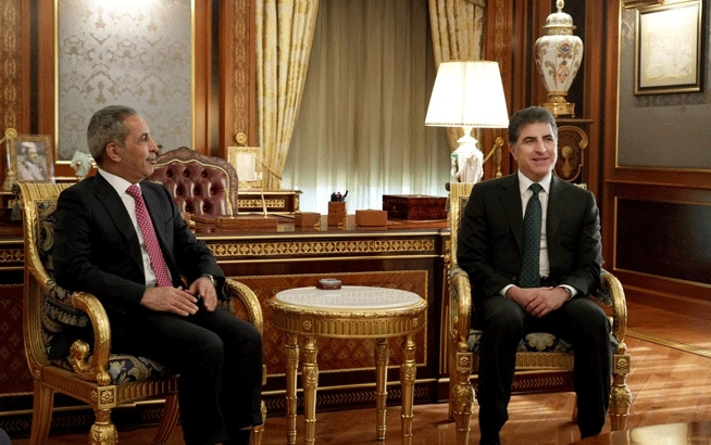 سەرۆك نێچیرڤان بارزانی پێشوازی لە سەرۆكی ئەنجومەنی باڵای دادوەریی عێراق دەكات