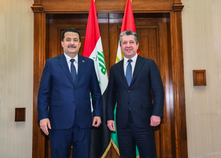 مەسرور بارزانی، سەرۆکی حکوومەتی هەرێمی کوردستان، پێشوازی لە محەمەد شیاع سوودانی، سەرۆکی وەزیرانی فیدرال و شاندێکی یاوەری کرد.