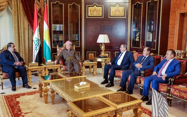 سەرۆک بارزانی پێشوازی لە سەرۆکی هاوپەیمانێتیی عەزم دەکات