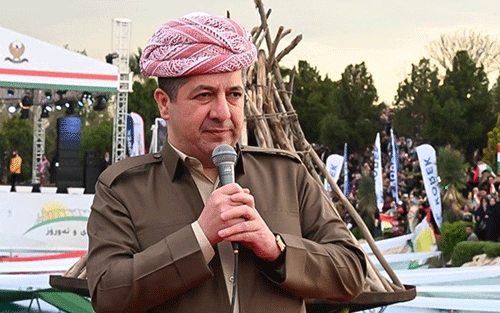 مەسرور بارزانی سەرۆکی حکومەتی هەرێمی کوردستان لە ئاهەنگی نەورۆز لە پارکی شانەدەری هەولێر، وتارێكی پێشكەش كرد