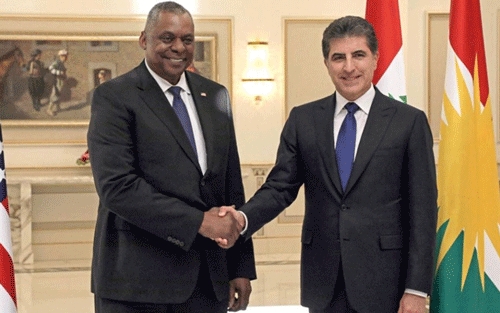 سه‌رۆك نێچيرڤان بارزانى، نامه‌يه‌كى له‌ وه‌زيرى به‌رگريى ئه‌مه‌ريكاوه‌ پێده‌گات