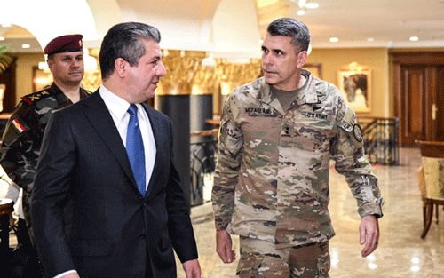 سه‌رۆكوه‌زیران مەسرور بارزانی، پێشوازی لە جەنەراڵ ماتیۆ ماکفەرلین فەرماندەی گشتیی هێزەکانی هاوپەیمانان لە عێراق و سووریا کرد.