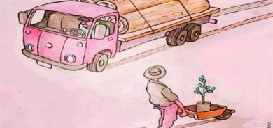 كاریكاتێر ئەم كاریكاتێرە باس لە بڕینەوەی داروبارەكان دەكات، كەسێك