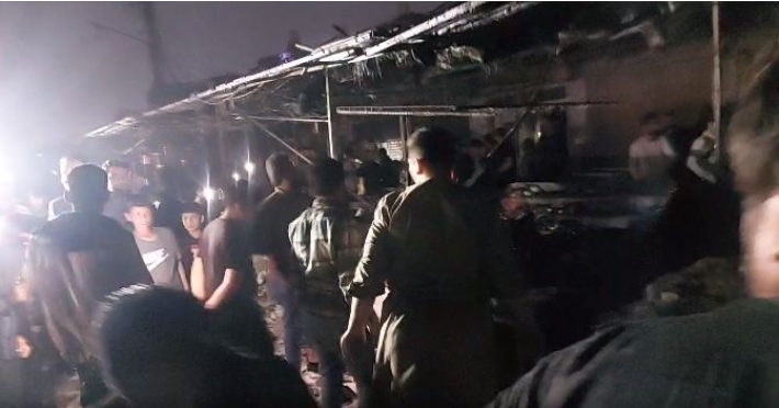 حريق كبير بسوق تجاري في أربيل