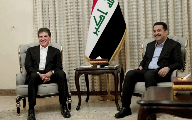 سه‌رۆكى هه‌رێمى كوردستان و سه‌رۆك وه‌زيرانى عێراق، هاريكاريى هاوبه‌ش تاوتوێ ده‌كه‌ن‌