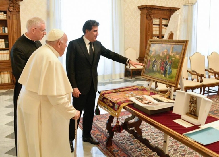 سه‌رۆك نێچيرڤان بارزانى له‌گه‌ڵ پاپاى ڤاتيكان كۆبووه‌وه‌