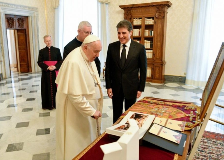 سه‌رۆك نێچيرڤان بارزانى له‌گه‌ڵ پاپاى ڤاتيكان كۆبووه‌وه‌