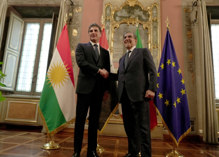 سه‌رۆكى هه‌رێمى كوردستان و سه‌رۆكى ئه‌نجومه‌نى پيرانى ئيتاليا كۆبوونه‌وه‌