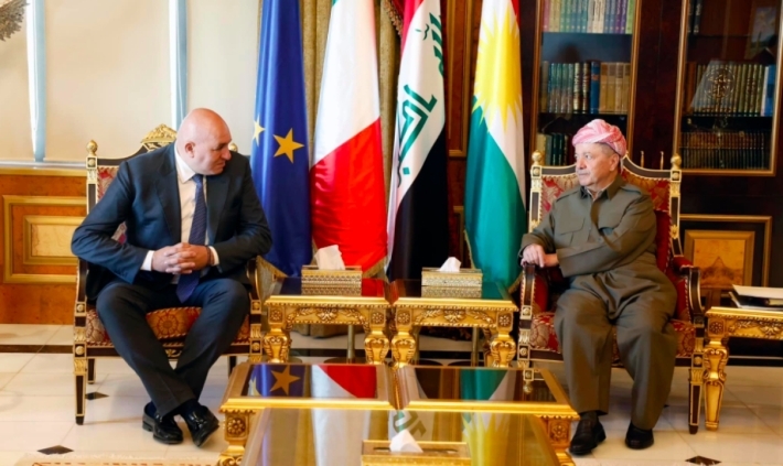 Serok Barzanî pêşwazî li Wezîrê Berevaniyê yê Îtalyayê kir