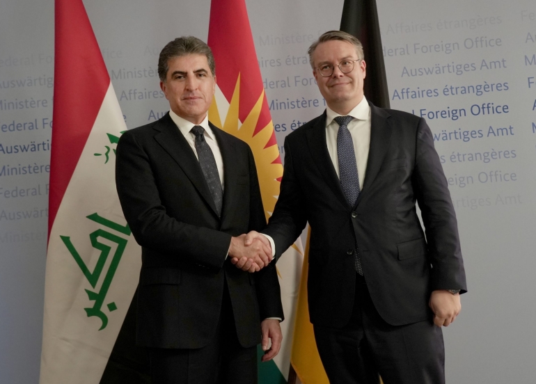 سه‌رۆكى هه‌رێمى كوردستان و وه‌زيرى ده‌وڵه‌تى ئه‌ڵمانيا بۆ كاروبارى ده‌ره‌وه،‌ په‌يوه‌ندييه‌كان تاوتوێ ده‌كه‌ن