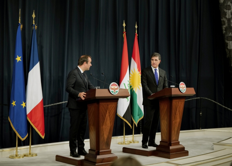 سه‌رۆكی هه‌رێمی كوردستان پێشوازی له‌ وه‌زیری هێزه‌ چه‌كداره‌كانی فه‌ره‌نسا ده‌كات