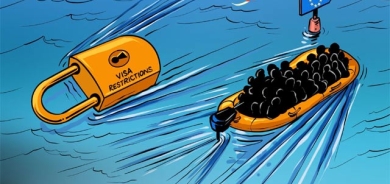 كاریكاتێر: ئەم كاریكاتێرە باس لە داخستنی ڤیزەی چەند وڵاتێك دەكات