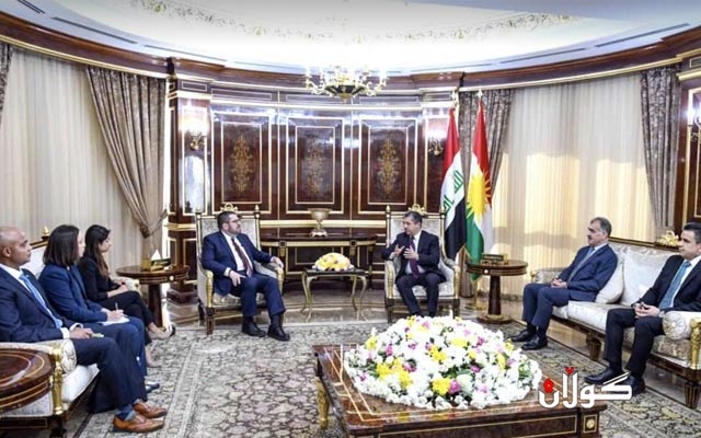 سەرۆکی حکوومەتی هەرێمی کوردستان پێشوازیی لە هەڵسوڕێنەری باڵوێزخانەی ئەمریکا لە عێراق کرد و چەند پرسێکیان تاوتوێکرد.