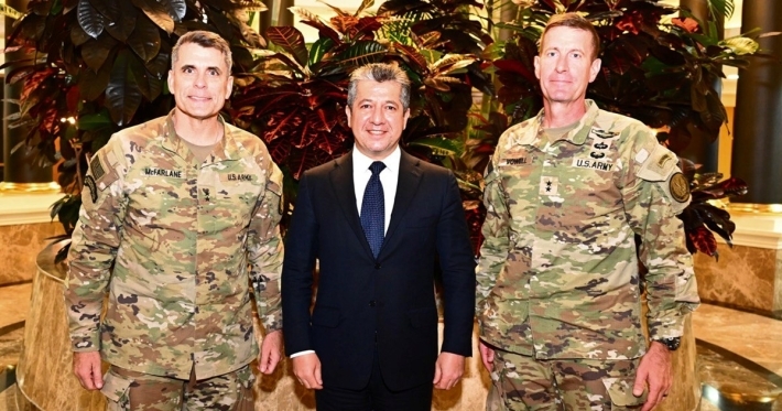 رئيس حكومة إقليم كوردستان يستقبل وفداً رفيعاً من القيادة العامة لقوات التحالف في العراق وسوريا