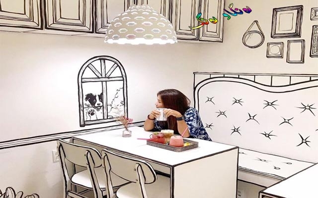 قاوەخانەیەك لە شێوەی وێنەی كارتۆنی