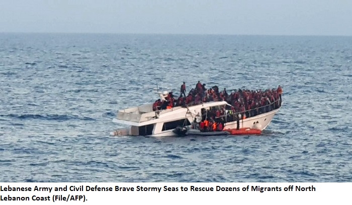 Lebanese Army and Civil Defense Rescue 27 Migrants off North Lebanon Coast