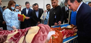 رئيس إقليم كوردستان يتفقد مصابين بحريق الحمدانية يعالجون في أربيل