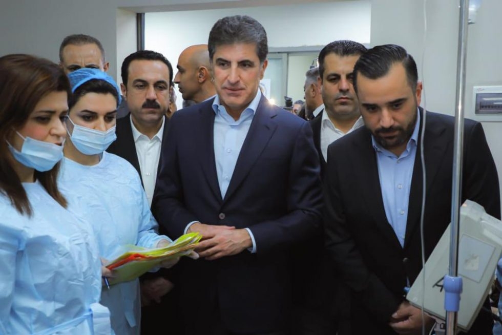President Nechirvan Barzani visits those injured in the Hamdaniyah fire incident