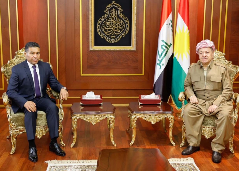 ســــەرۆك بــــارزانی پێشوازی لە سكرتێری گشتیی هاوپەیمانیی نیشتیمانیی تەقەدوم دەكات