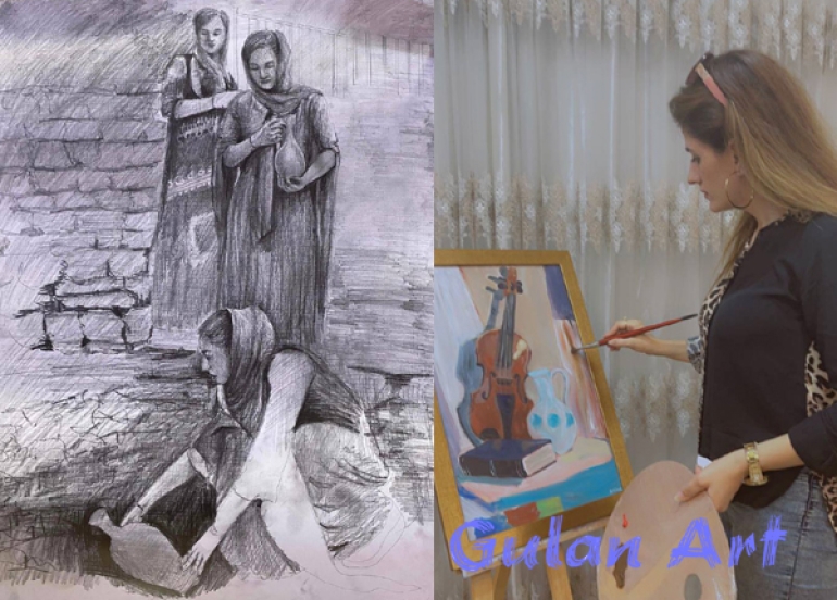 ئامینە عەبدوڵڵا:زۆر جار پارچە موزیكێك لەكاتی نیگاركێشاندا خەیاڵێكی ڕۆحی بە شێوەكار دەبەخشێت