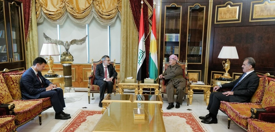 Serok Barzanî pêşwaziya Serokê Tîma Pêdaçûnê bi erkê Unami li Iraqê kir