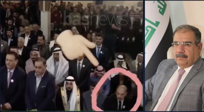 Çapemeniya Lahur Cengî bi vîdeo belav dike û dibêje: Serokê lîsteya YNKê li Nînowa dema xwandina sirûda Ey Reqîb de ranabe ser piyan