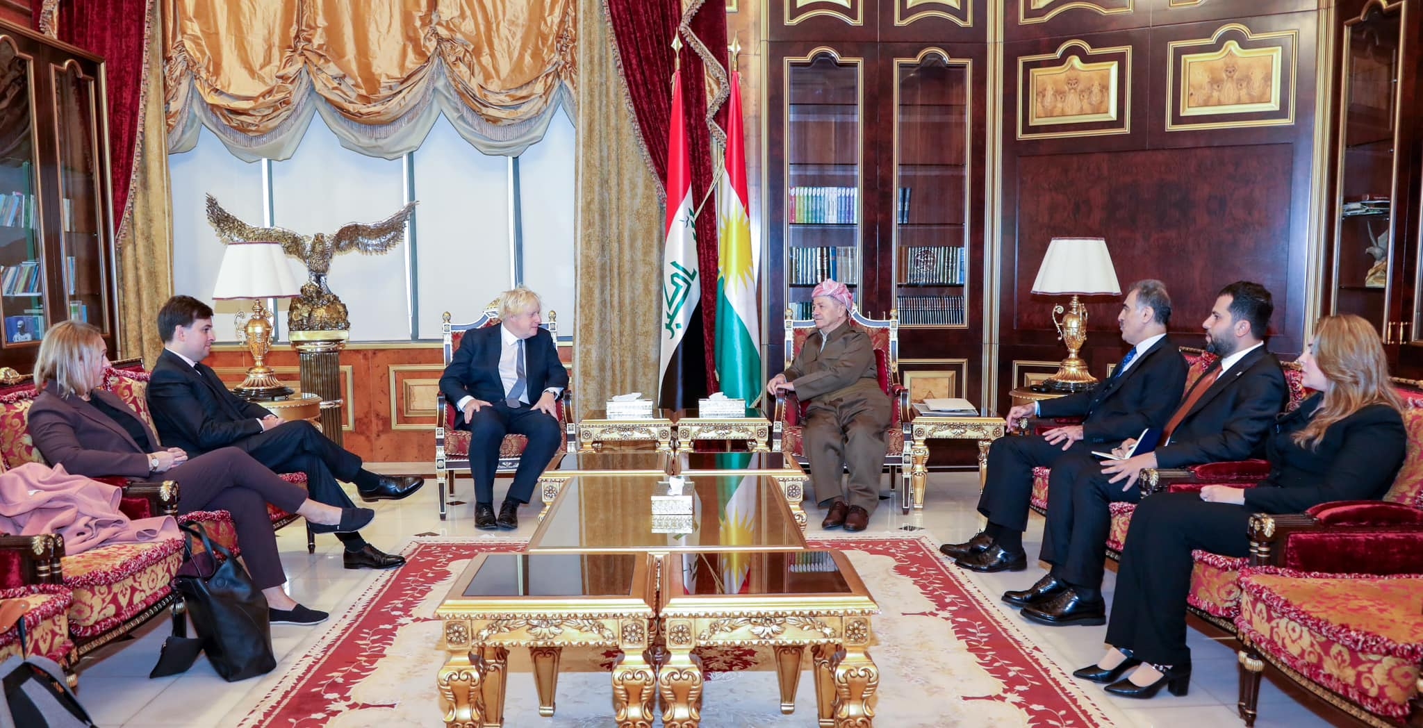 ســه‌رۆك بارزانی پێشوازی له‌ بۆریس جۆنسۆن سه‌رۆكوه‌زیرانی پێشووتری به‌ریتانیا دەکات