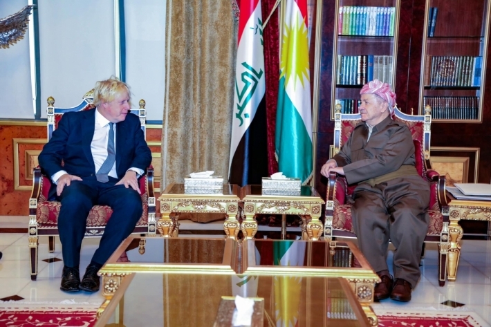 Serok Barzanî pêşwazî li Boris Johnson kir