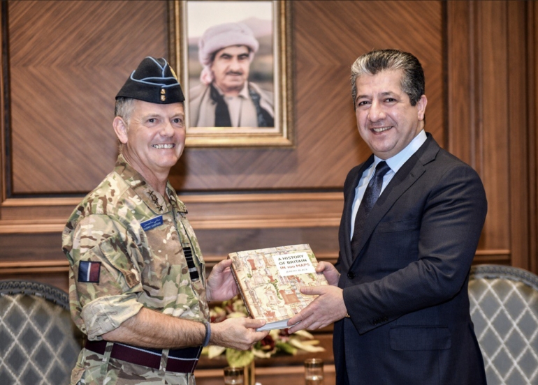 مەسرور بارزانى پێشوازىی لە شاندێکی سەربازیى بەریتانیا کرد