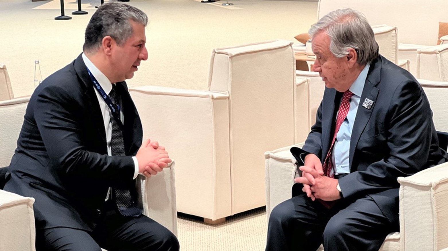 رئيس حكومة إقليم كوردستان وأمين عام الأمم المتحدة يبحثان مستجدات الوضع العراقي