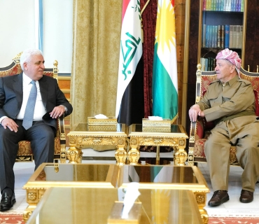 سەرۆك بارزانی پێشوازی لە سەرۆکی دەستەی حەشدی شەعبی دەكات