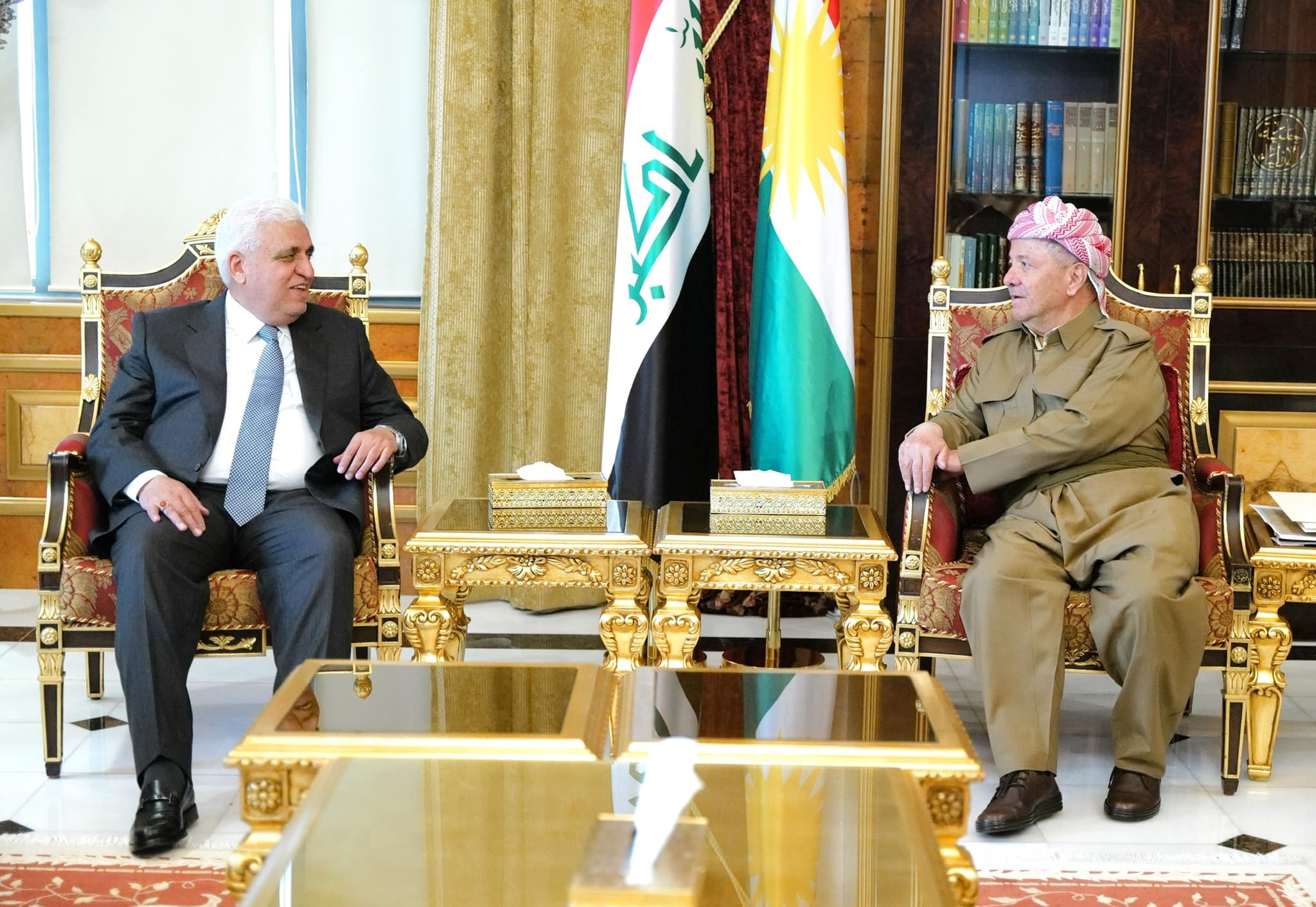 سەرۆك بارزانی پێشوازی لە سەرۆکی دەستەی حەشدی شەعبی دەكات