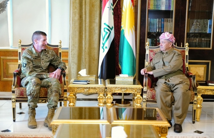 Kurdish Leader Masoud Barzani Engages in Security Talks with Maj. Gen. Joel B. Vowell, Commander of CJTF-OIR